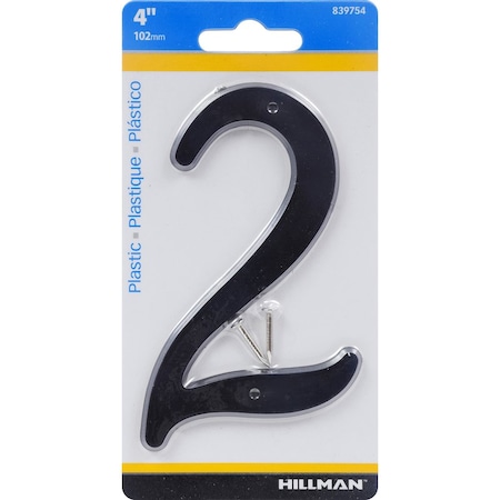 4 In. Black Plastic Nail-On Number 2 1 Pc, 10PK